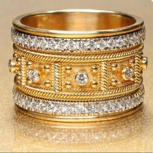Thick Band- 18k Gold Vermiel & White Sapphire Ring